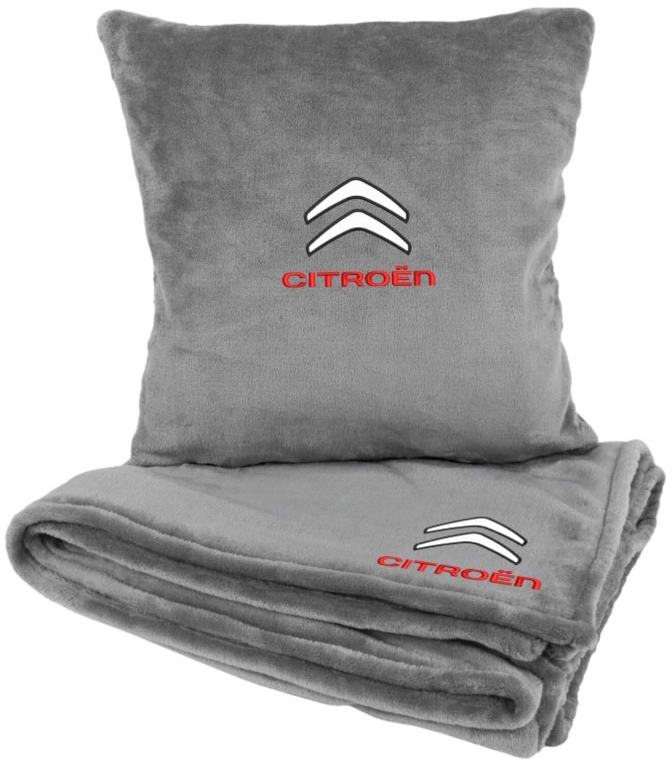 Набор плед + подушка в авто EVAtech из махры S для Citroen Серые (MBLMPSSGV037)