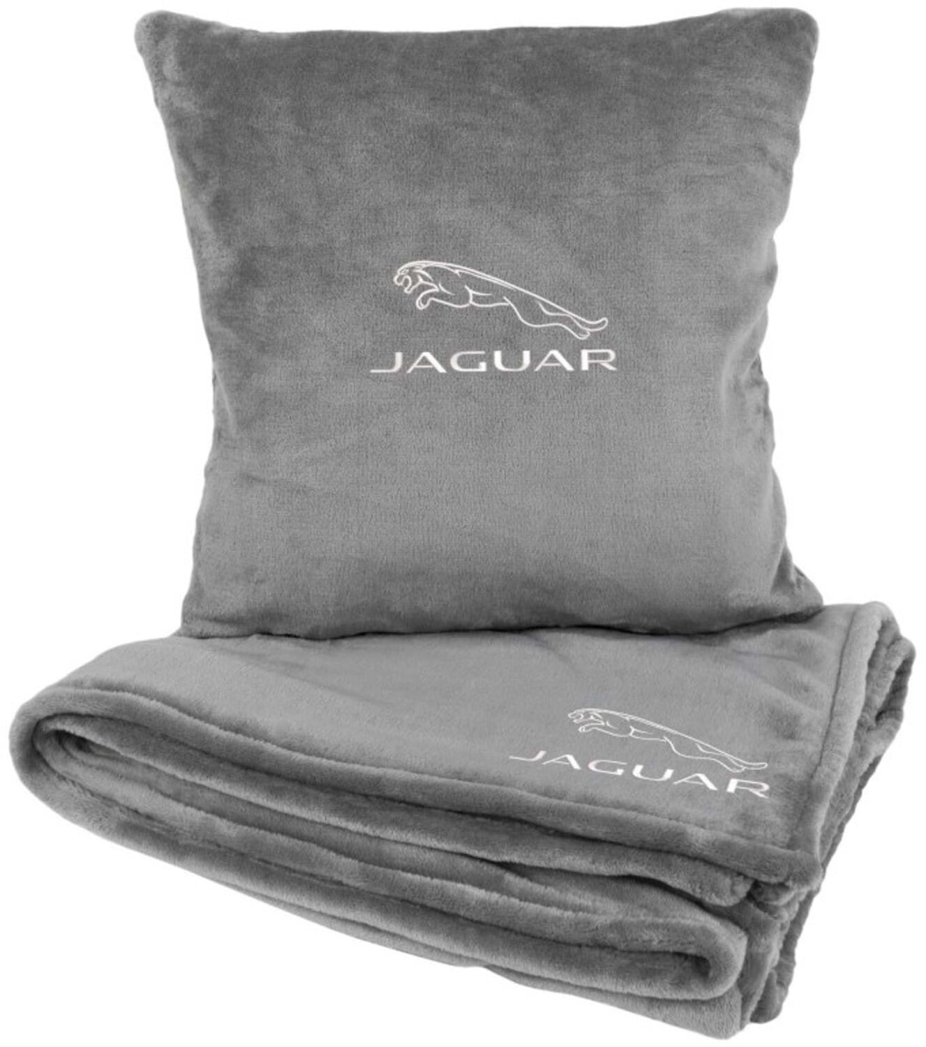 Набор плед + подушка в авто EVAtech из махры S для Jaguar Серые (MBLMPSSGV049)