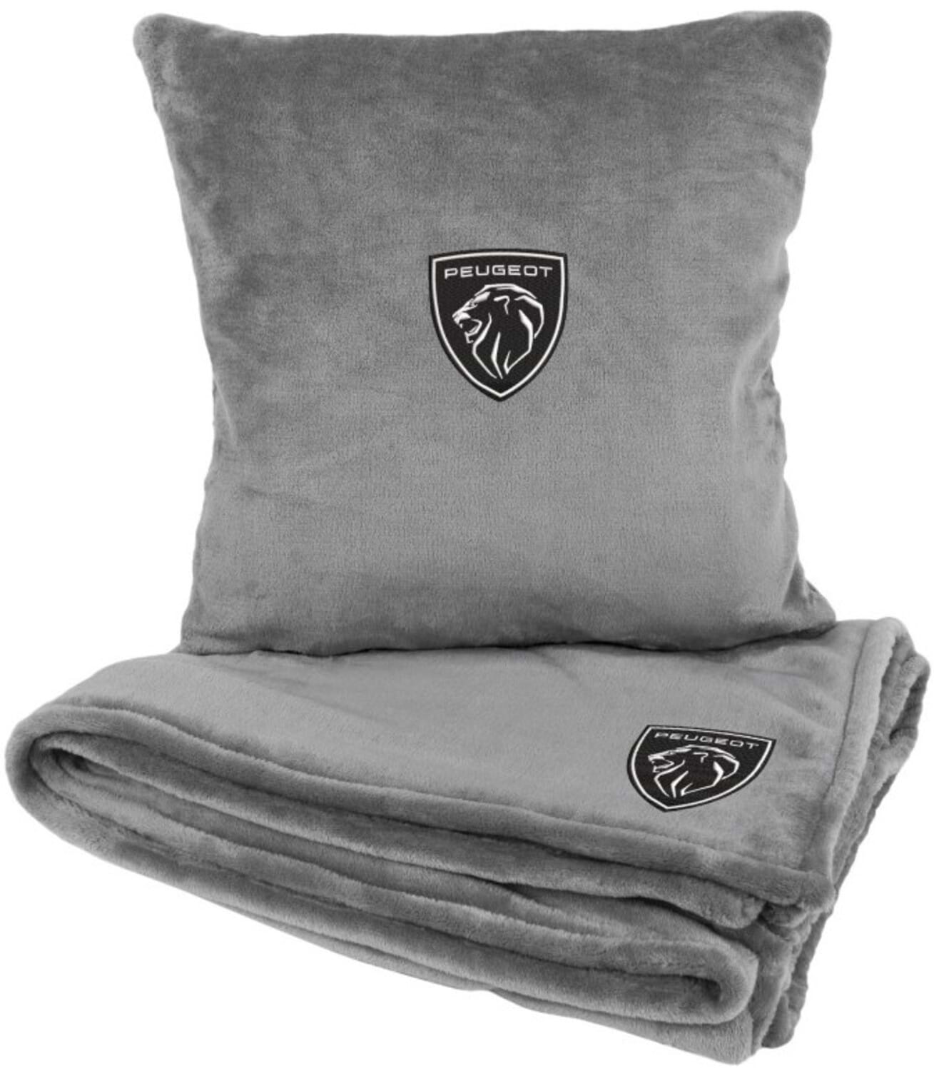 Набор плед + подушка в авто EVAtech из махры S для Peugeot Серые (MBLMPSSGV059)