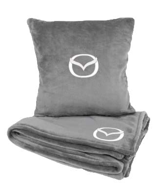 Набор плед + подушка в авто EVAtech из махры S для Mazda серые (MBLMPSSGV099)