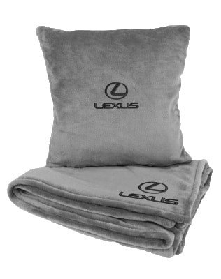 Набір плед + подушка в авто EVAtech із махри S для Lexus сірі (MBLMPSSGV114)