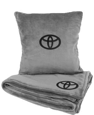 Набір плед + подушка в авто EVAtech із махри S для Toyota сірі (MBLMPSSGV119)