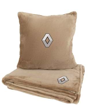 Набір плед + подушка в авто EVAtech із махри S для Renault бежеві (MBLMPSSIV025)