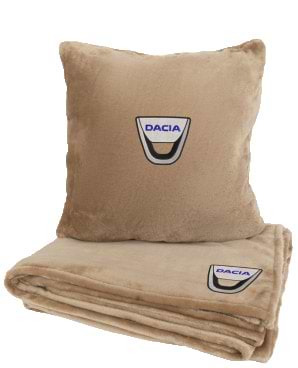 Набор плед + подушка в авто EVAtech из махры S для Dacia бежевые (MBLMPSSIV073)