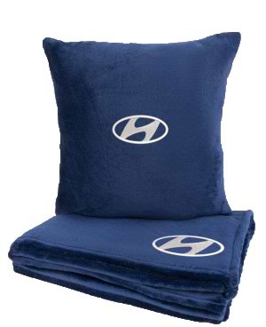 Набір плед + подушка в авто EVAtech із махри S для Hyundai сині (MBLMPSSLV012)