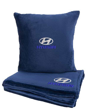 Набір плед + подушка в авто EVAtech із махри S для Hyundai сині (MBLMPSSLV013)