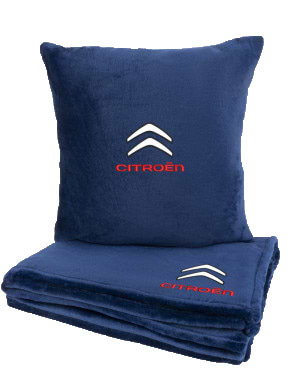 Набір плед + подушка в авто EVAtech із махри S для Citroen сині (MBLMPSSLV037)
