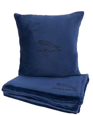 Набор плед + подушка в авто EVAtech из махры S для Jaguar синие (MBLMPSSLV050)