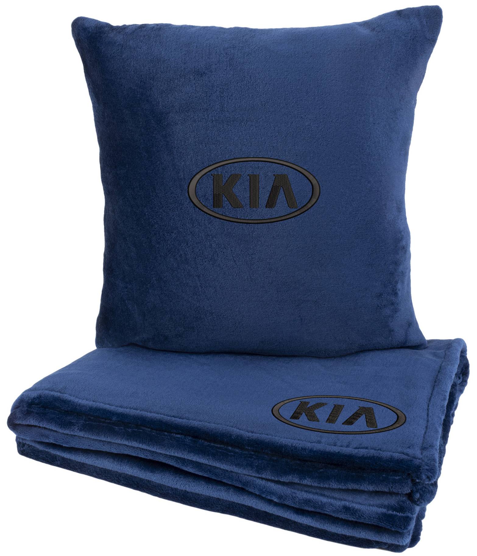 Набор плед + подушка в авто EVAtech S для Kia синие MBLMPSSLV052