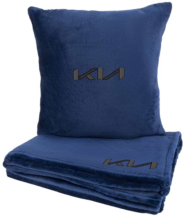 Фото - Набор плед + подушка в авто EVAtech S для Kia синие MBLMPSSLV055