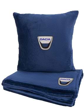 Набор плед + подушка в авто EVAtech из махры S для Dacia синие (MBLMPSSLV073)