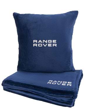 Набір плед + подушка в авто EVAtech із махри S для Range Rover сині (MBLMPSSLV076)
