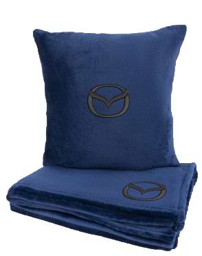 Набір плед + подушка в авто EVAtech із махри S для Mazda сині (MBLMPSSLV100)