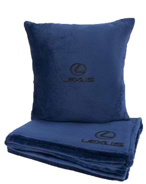 Набір плед + подушка в авто EVAtech із махри S для Lexus сині (MBLMPSSLV114)