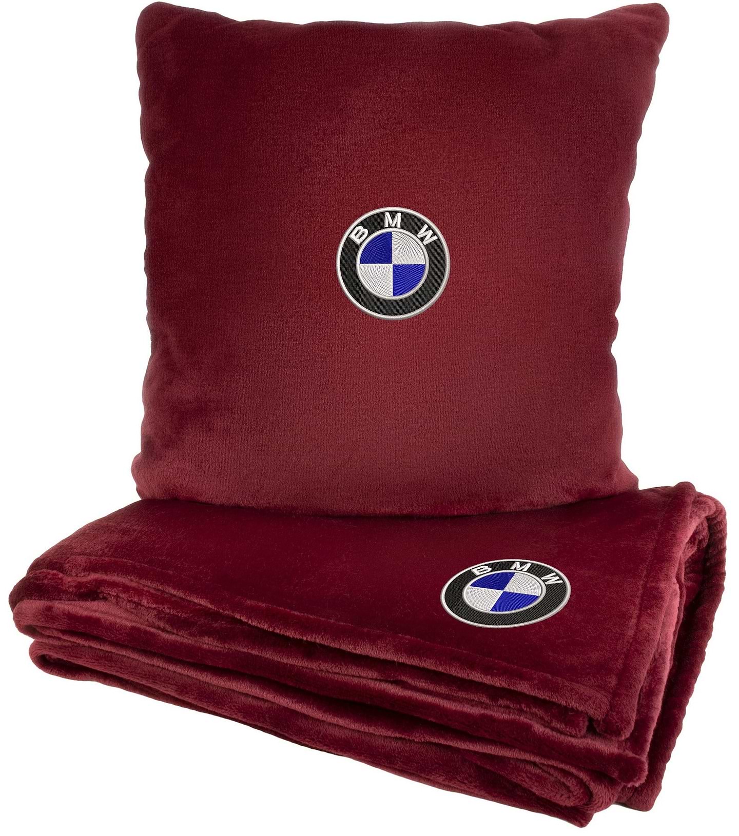 Набір плед + подушка в авто EVAtech S для BMW червоні MBLMPSSRV005