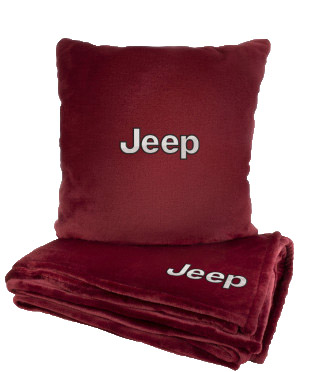 Набір плед + подушка в авто EVAtech із махри S для Jeep червоні (MBLMPSSRV014)