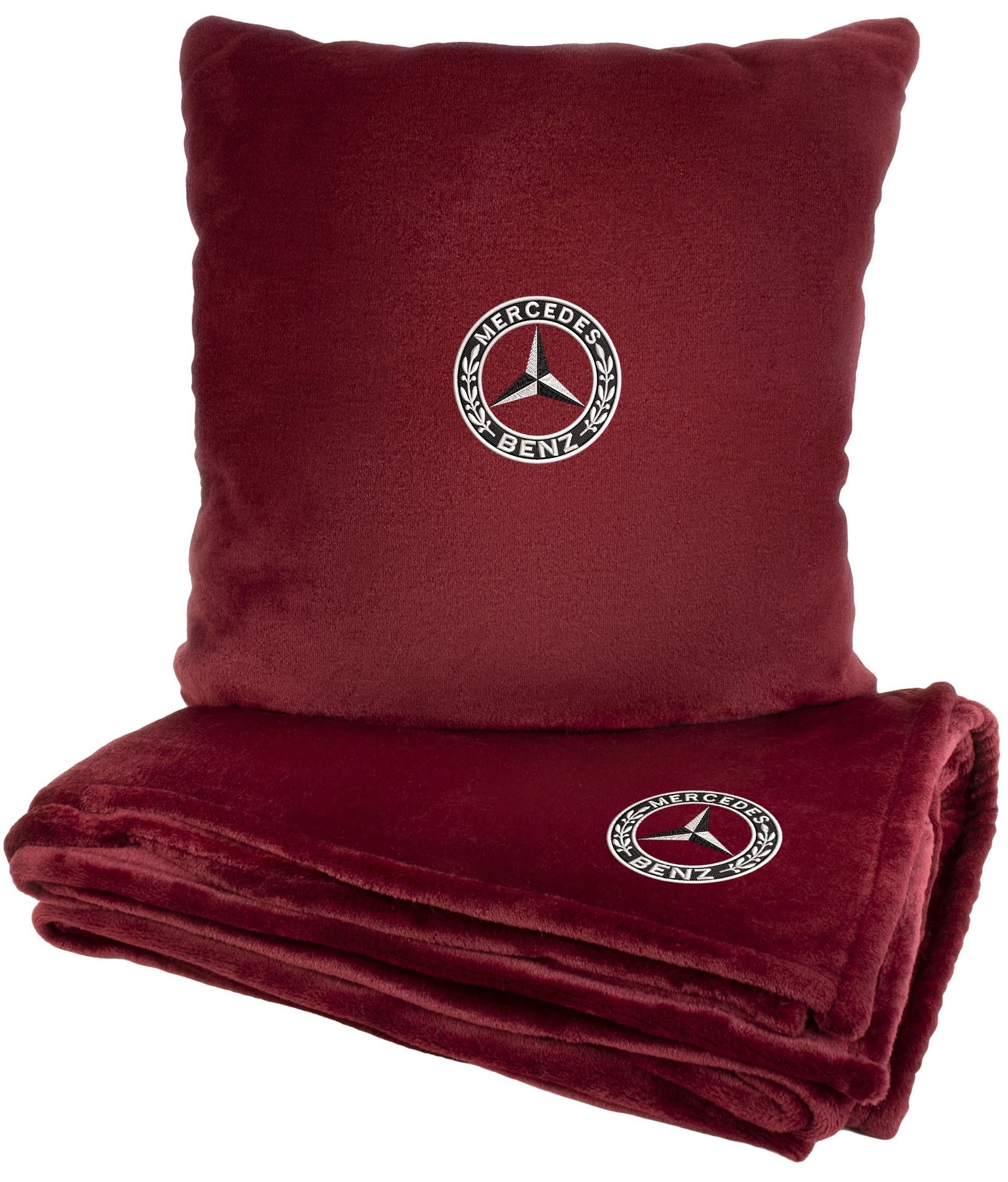 Набор плед + подушка в авто EVAtech S для Mercedes-Benz красные MBLMPSSRV017