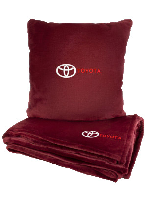 Набір плед + подушка в авто EVAtech із махри S для Toyota червоні (MBLMPSSRV031)