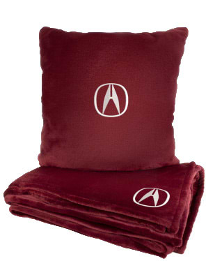 Набор плед + подушка в авто EVAtech из махры S для Acura красные (MBLMPSSRV045)