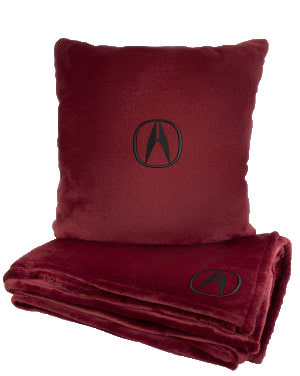 Набір плед + подушка в авто EVAtech із махри S для Acura червоні (MBLMPSSRV046)