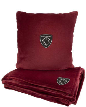 Набор плед + подушка в авто EVAtech из махры S для Peugeot красные (MBLMPSSRV059)