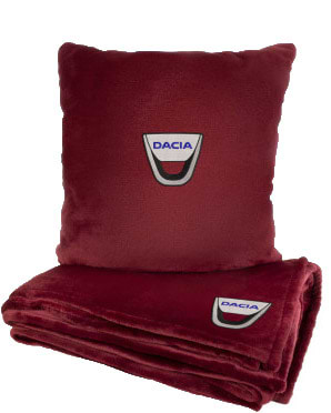 Набір плед + подушка в авто EVAtech із махри S для Dacia червоні (MBLMPSSRV073)