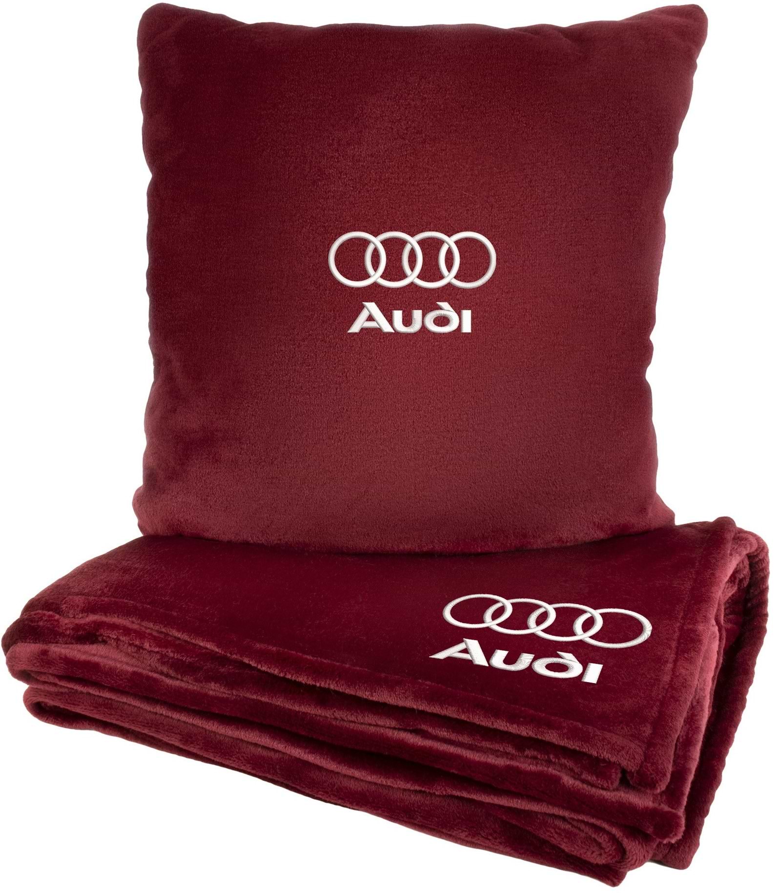 Набор плед + подушка в авто EVAtech S для Audi красные MBLMPSSRV095