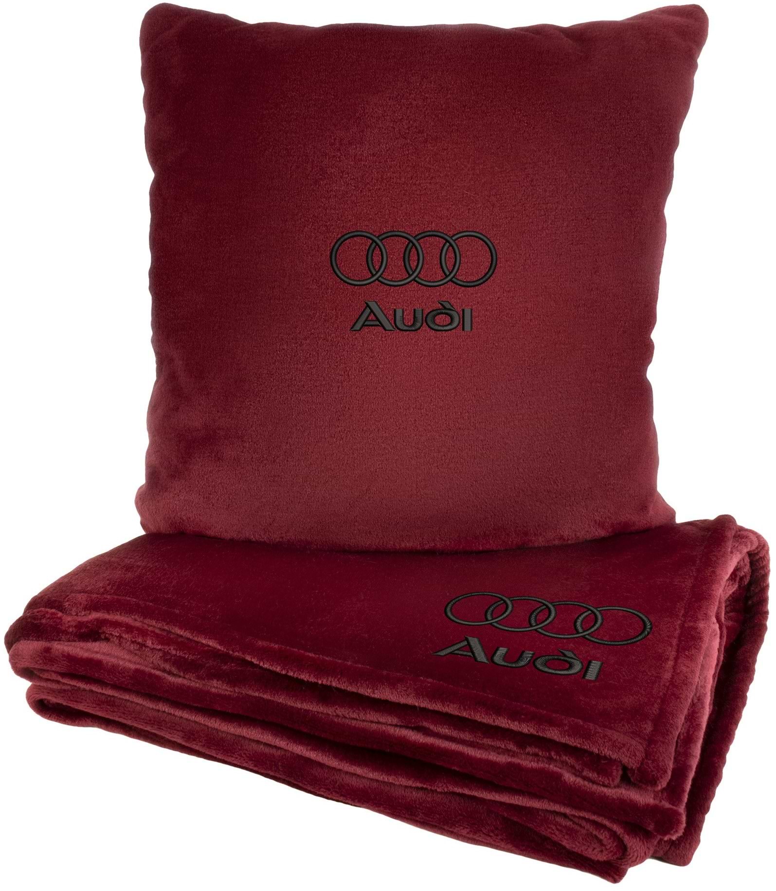 Набор плед + подушка в авто EVAtech S для Audi красные MBLMPSSRV096