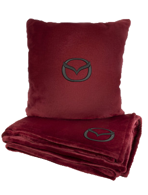 Набір плед + подушка в авто EVAtech із махри S для Mazda червоні (MBLMPSSRV100)