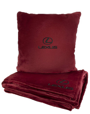 Набір плед + подушка в авто EVAtech із махри S для Lexus червоні (MBLMPSSRV114)