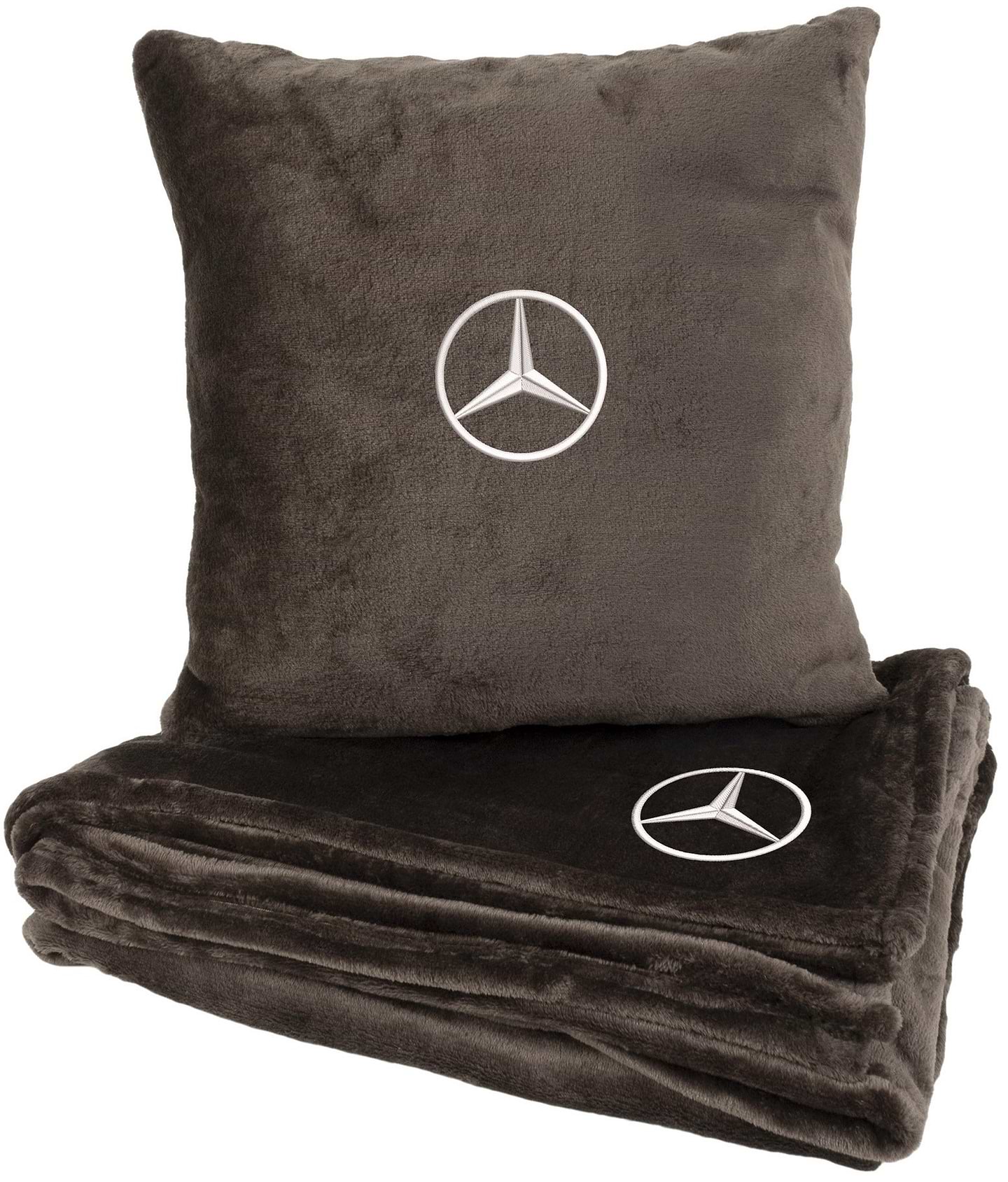 Набор плед + подушка в авто EVAtech S для Mercedes-Benz коричневые MBLMPSSZV016