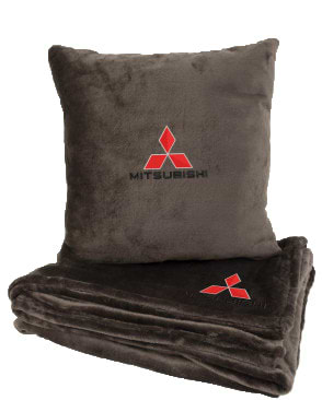 Фото - Набір плед + подушка в авто EVAtech із махри S для Mitsubishi коричневі (MBLMPSSZV020)