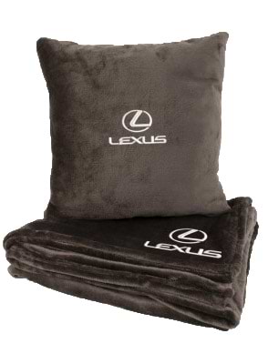 Набор плед + подушка в авто EVAtech из махры S для Lexus коричневые (MBLMPSSZV035)