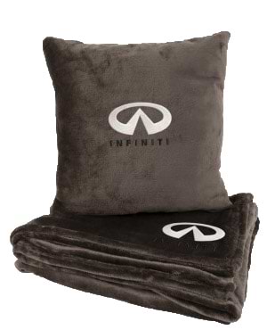 Набір плед + подушка в авто EVAtech із махри S для Infiniti коричневі (MBLMPSSZV036)