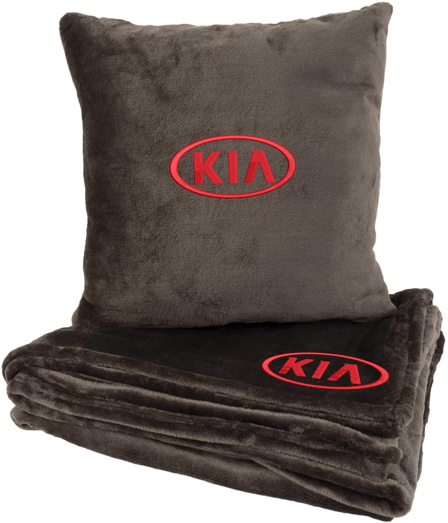 Набор плед + подушка в авто EVAtech S для Kia коричневые MBLMPSSZV053