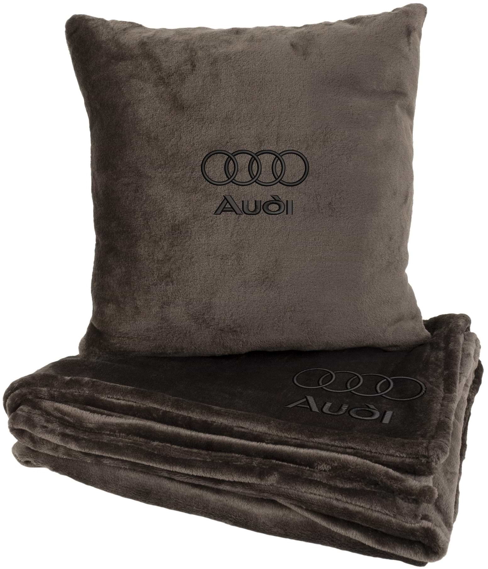 Набор плед + подушка в авто EVAtech S для Audi коричневые MBLMPSSZV096