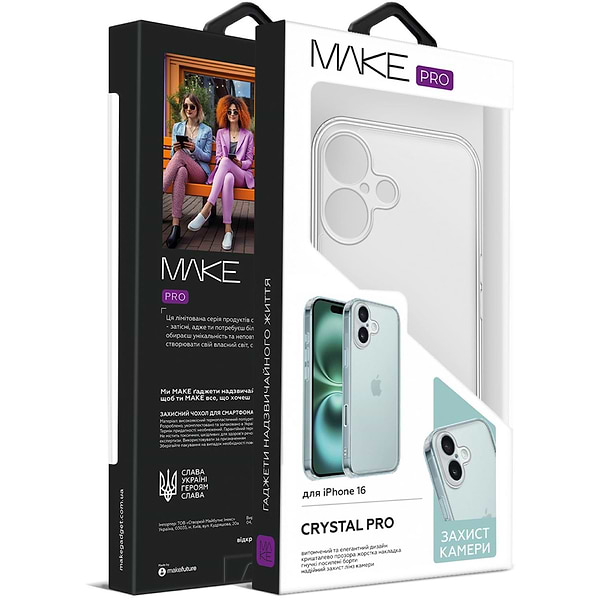 Фото - Уцінка - Чохол для смартфону MAKE Apple iPhone 16 Crystal Pro (MCC-AI16)