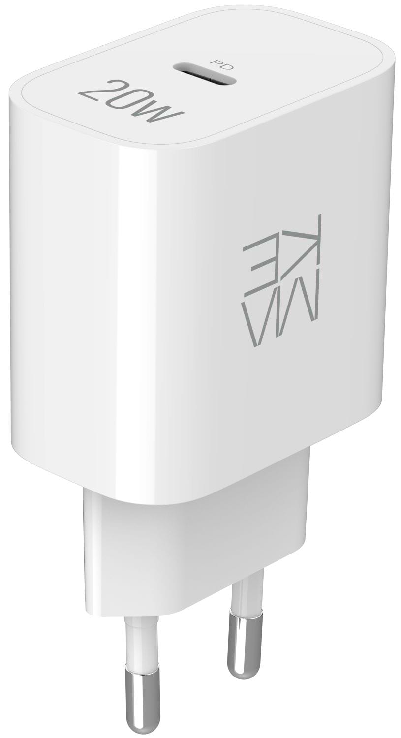 Мережевий зарядний пристрій MAKE 20W PD White (MCW-2011WH) - Фото 1