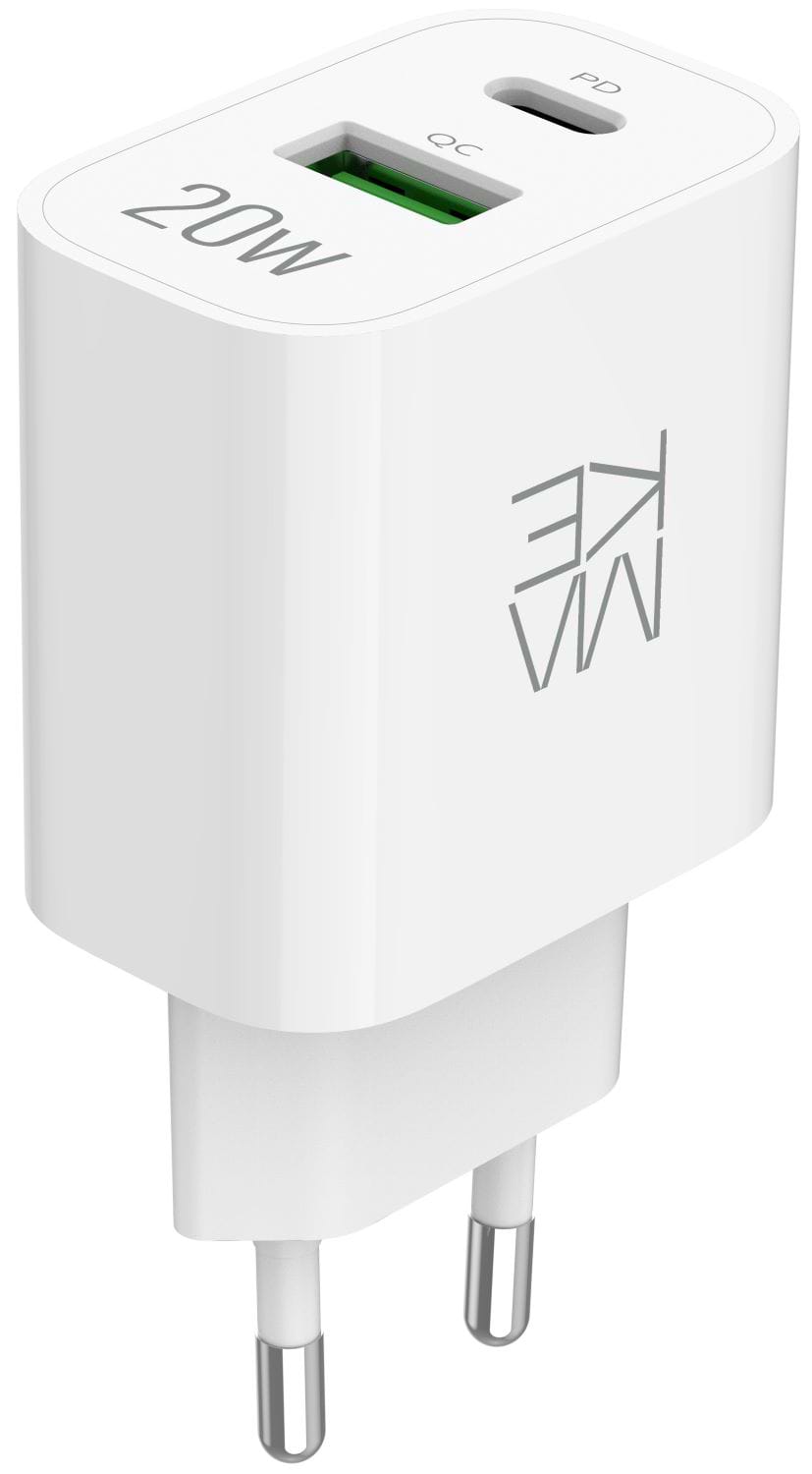 Купить Сетевое зарядное устройство MAKE 20W PD + QC3.0 White (MCW-2021WH) - Фото 1 Сетевое зарядное устройство MAKE 20W PD + QC3.0 White (MCW-2021WH) - Фото 1
