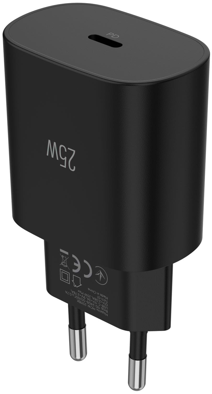 Мережевий зарядний пристрій MAKE 25W GaN PD Black (MCW-2511BK) - Фото 1