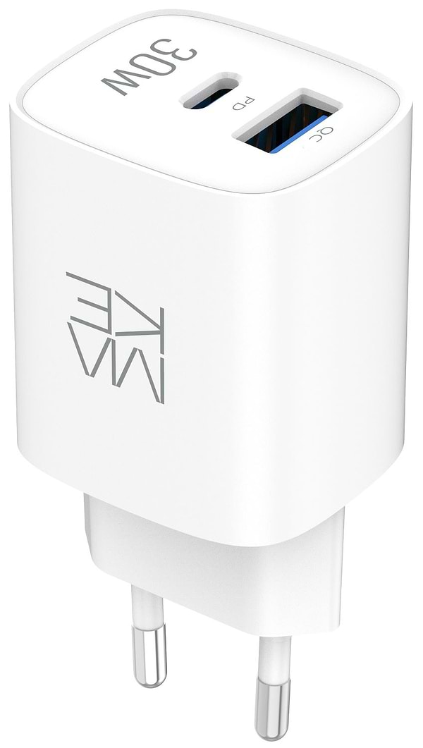Фото - Мережевий зарядний пристрій MAKE 30W GaN PD + QC3.0  White (MCW-3021GWH)