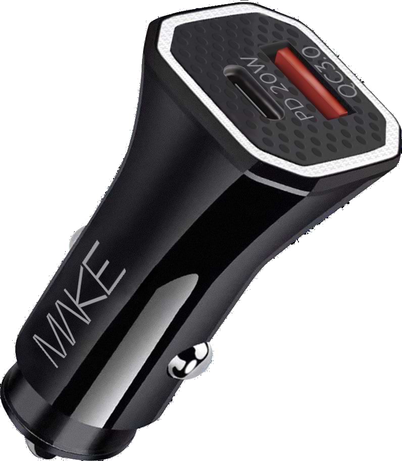 Автомобільний зарядний пристрій MAKE 38W PD+QC Black (MCW-34PBK) - Фото 1
