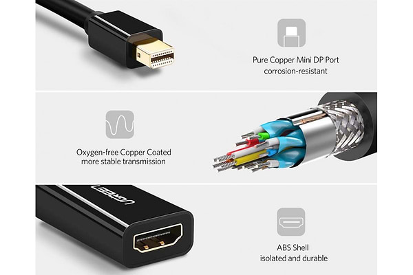 Фото - Адаптер Mini Display Port-HDMI UGREEN MD112 Mini DP to HDMI Converter Black (40360)
