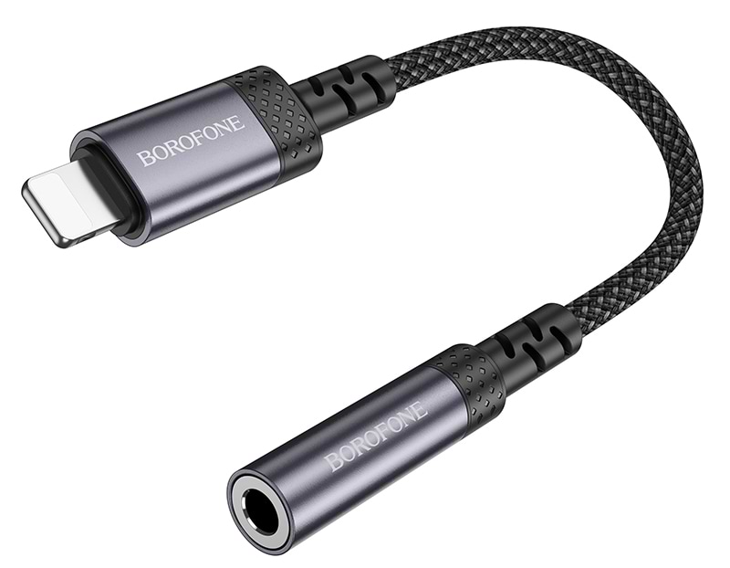 Перехідник аудіо BOROFONE BV24 iP to 3.5mm Metal Grey (6941991120398) - Фото 1