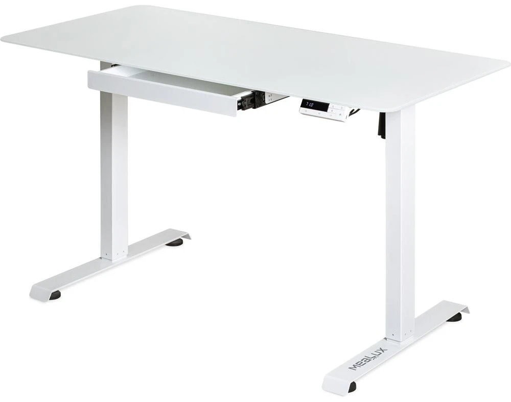 Стіл з електрорегулюванням висоти Mealux PowerDesk Glass White (EVO-201 Glass/White)