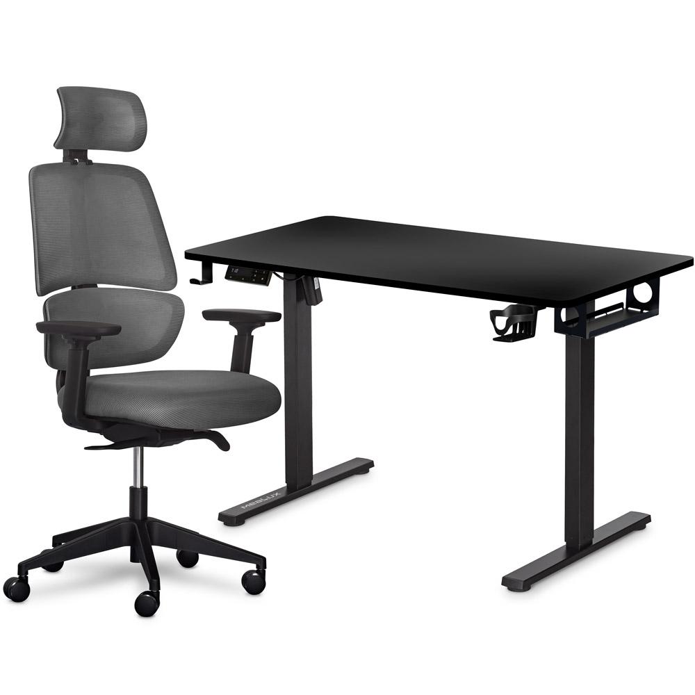 Стіл з електрорегулюванням висоти Mealux PowerDesk Lite Black + Leo Air Plus Grey (EVO-201 Lite B/B +Y 546 KBG)