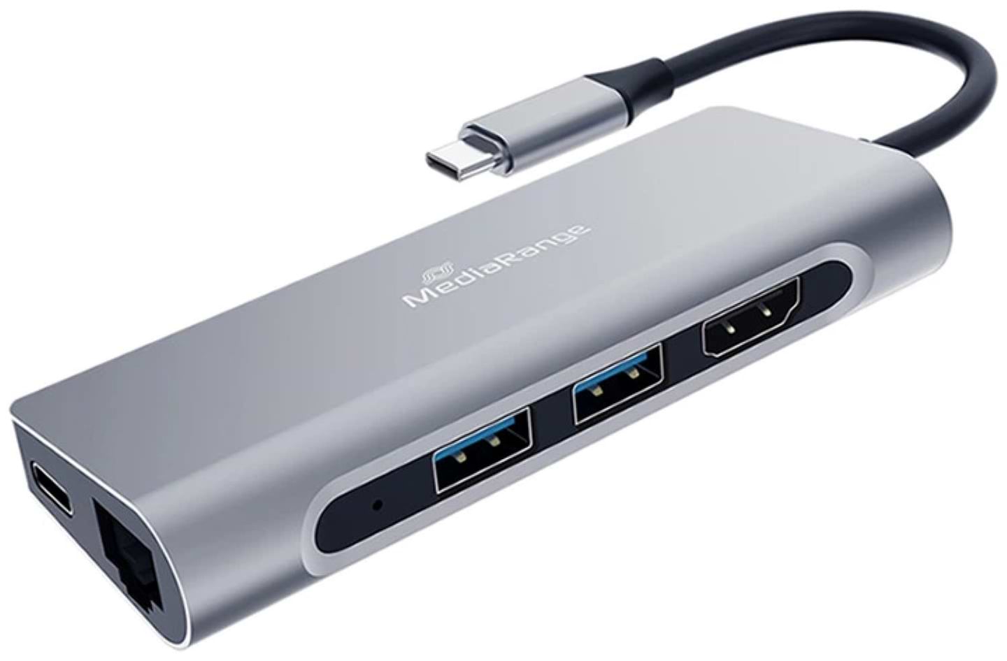 Хаб USB MediaRange 7-in-1 Multiport Hub silver (MRCS510)