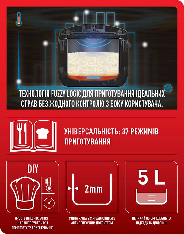 Фото - Мультиварка Tefal Fuzzy logic RK 321A34