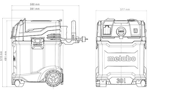Фото - Пылесос для сухой уборки без мешка Metabo ASA 30 L PC (602086000)