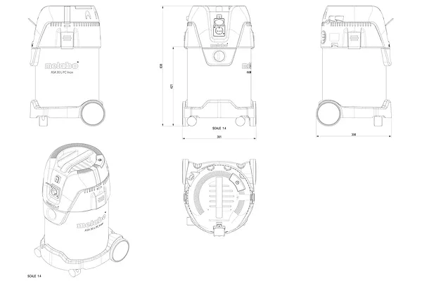Фото - Пылесос для сухой уборки с контейнером и мешком Metabo ASA 30 L PC Inox (602015000)